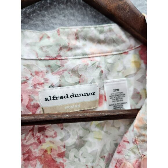 Alfred Dunner Womens Floral 3/4 Sleeve Button-Up Blouse Size 22W Cotton Blend - Picture 2 of 4